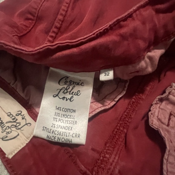 Cosmic Blue Love Size 32 Red Jeans - Picture 2 of 4